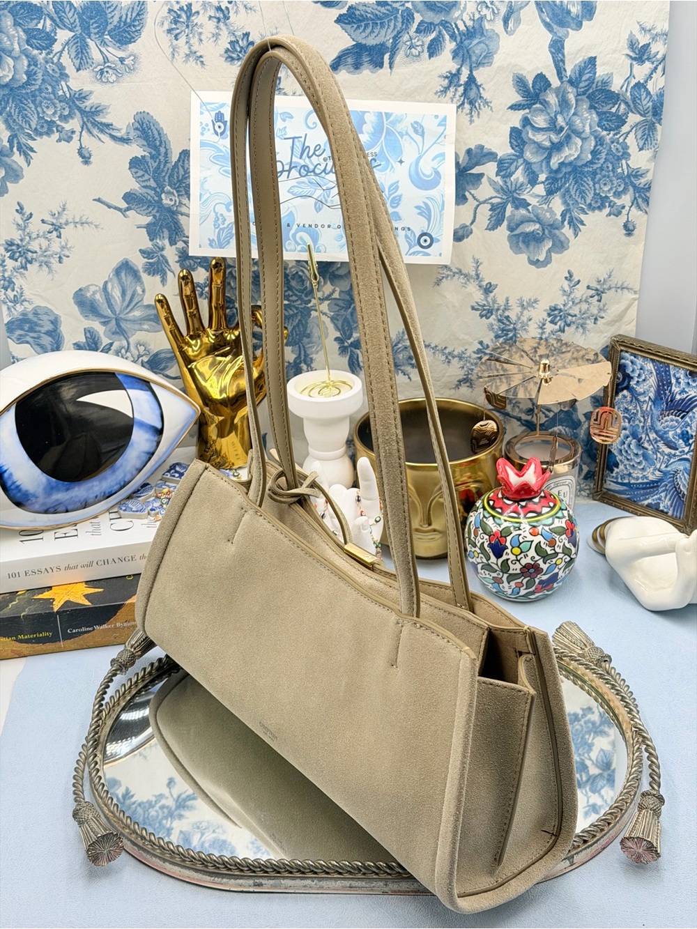 🆕 OROTON 🧿 NWT Mille Suede Baguette, Caper Light Tan - Picture 7 of 16